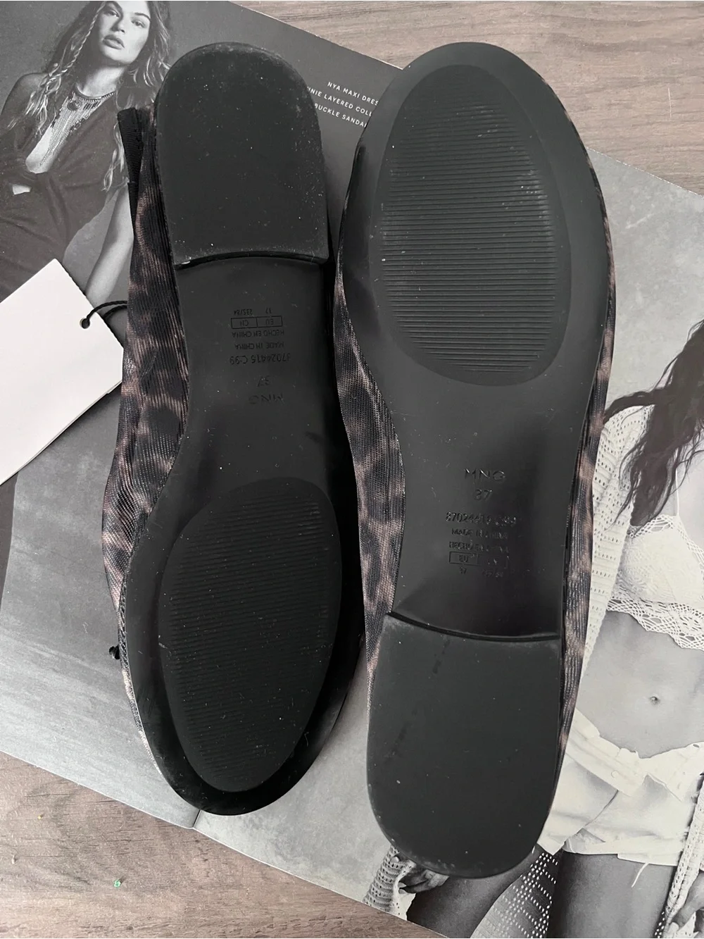 MANGO Women’s Leopard Print Mesh Ballet Flats